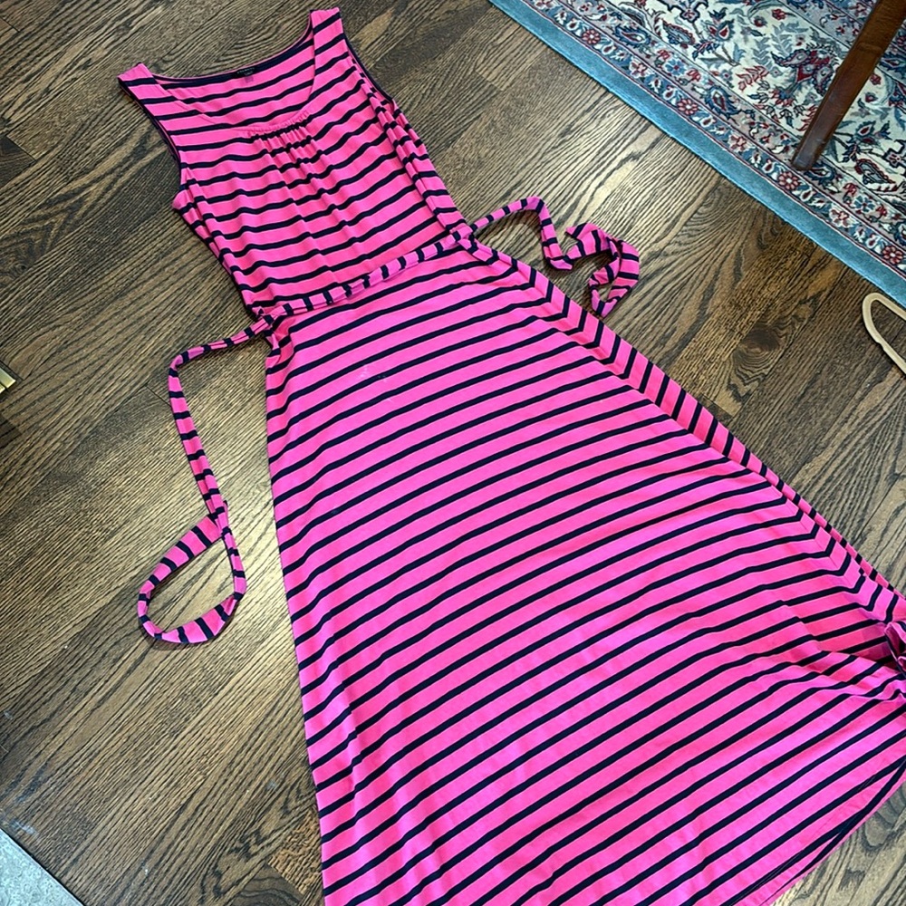Talbots Navy and Pin Striped Maxi Dress Size Small